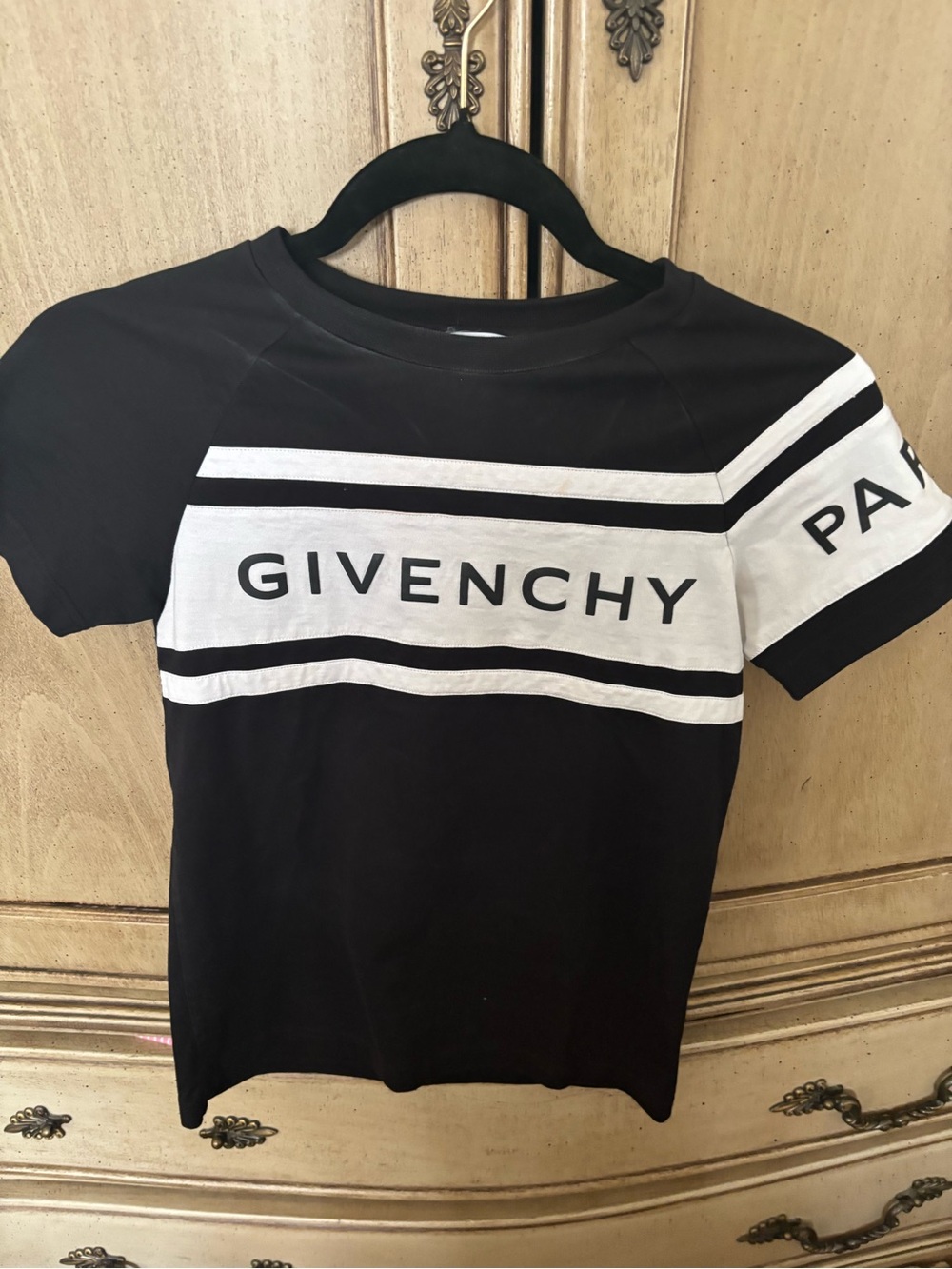 Givenchy Black & White Striped Logo Tee